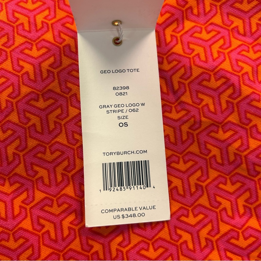 Tory Burch Geo Logo Stripe Tote Bag EUC - Picture 14 of 14